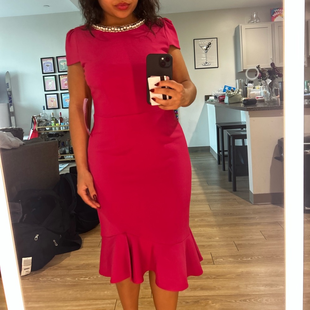 Pink Dress with Pearl Detail